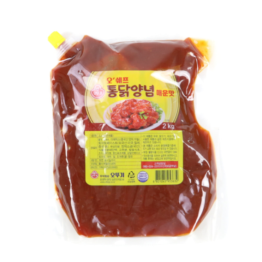 오쉐프 통닭양념 소스 (매운맛) 스파우트 2KG